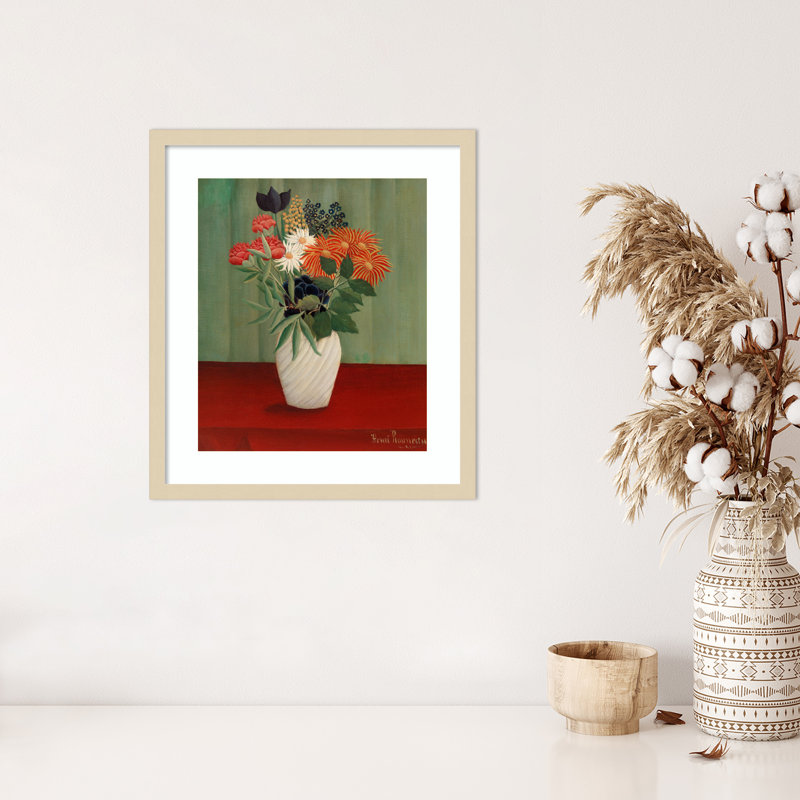 "Bouquet de fleurs" par Henri Rousseau, Brun, H 21 po x l 19 po x P 1 po