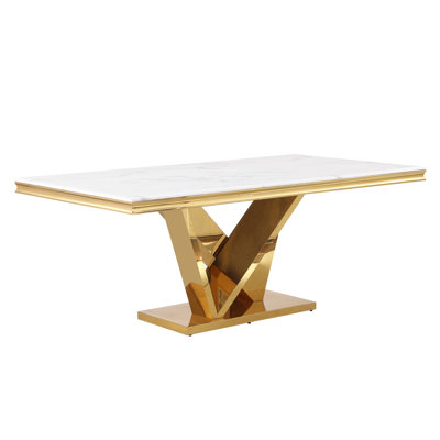 Yulianna 78" Marble Dining Table 