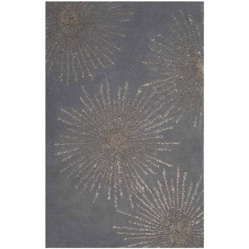 Amier Hand Tufted Wool And Viscose Abstract Rug, Rectangle 6' x 9'
