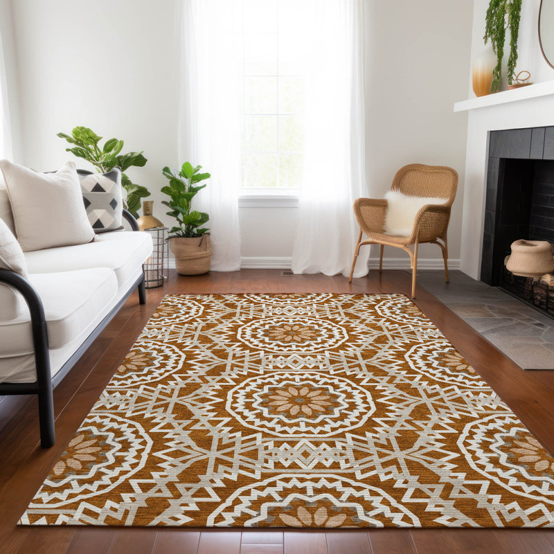 Tapis intérieur / extérieur en polyester tissé à la machine Kawon, Rectangle 2 pi 6 po x 3 pi 10 po