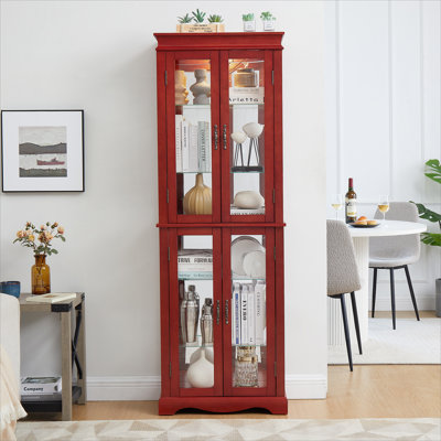 Glass Storage Cabinet Wine cabinet Wood Frame