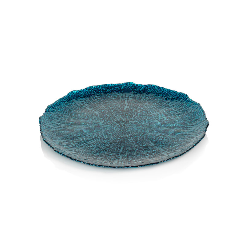Ensemble d'assiettes décoratives en verre 6 pièces Emmalee, H 0,75 po x l 11 po x P 11 po, Bleu Riviera