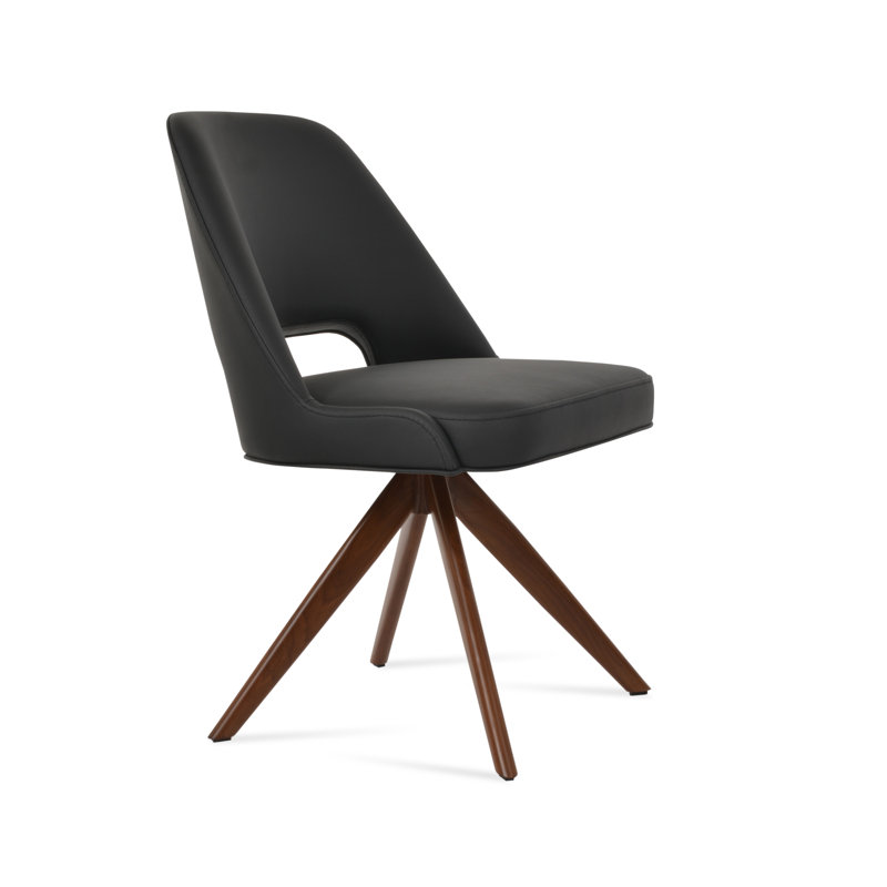 Marash Sword Swivel Side Chair, Walnut, Black