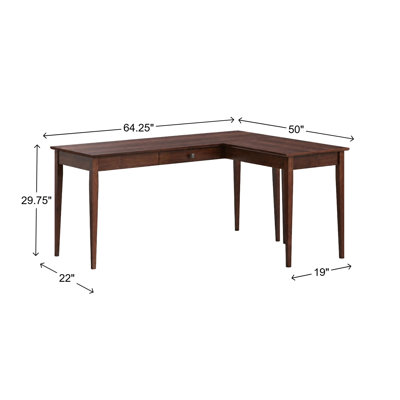 Bureau en L en bois massif Malani