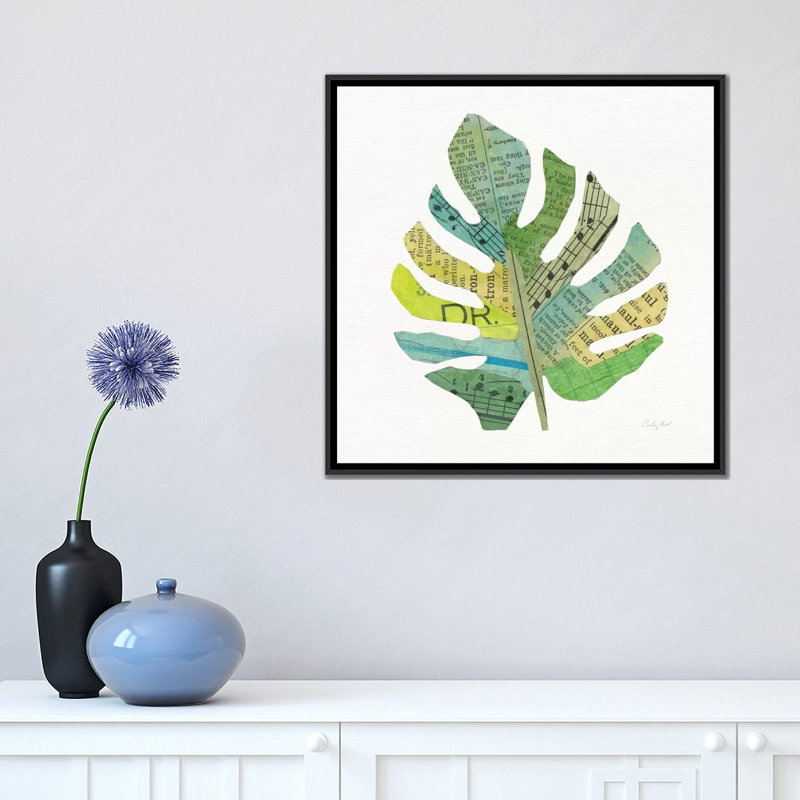 « tropical fun palms ii », impression sur toile, H 18 po x l 18 po x P 1,5 po, Toile avec cadre noir, Pas de tapis
