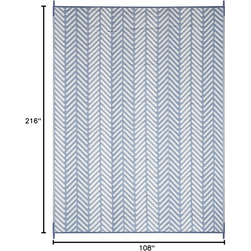 Tapis d'extérieur à chevrons géométriques Herringbone Geo, Tapis de couloir de 9 pi x 18 pi