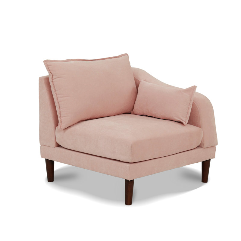 Angellina Upholstered L-Shaped Sectional Reversible, Pink Polyester Blend