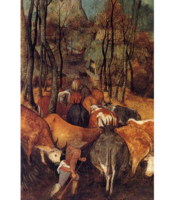 " Reentry Of Herds In Autumn Detail " by Pieter Bruegel The Elder