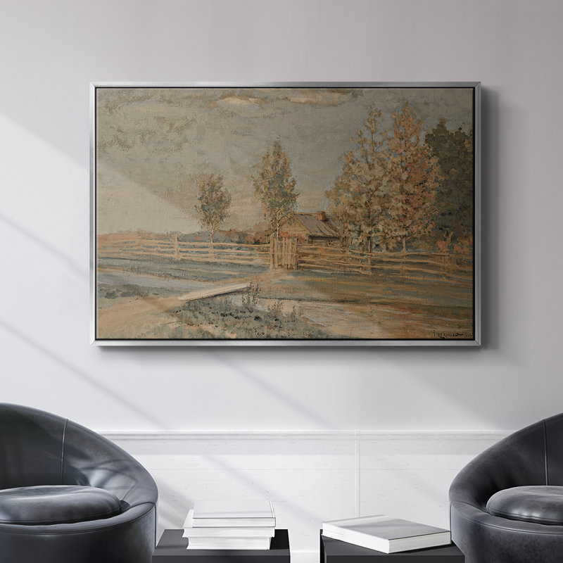 Paysage rétro - DCXV, reproduction d'art sur toile, Toile encadrée flottée blanche, H 27 po x l 41 po x P 2 po