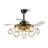  48" Chandelier Ceiling Fans with Lights and Remote, Black and Gold Retractable Invisible Blades Ceiling Fan, 12-Light Mid-Century Modern Sputnik Fandeliers with Double Glass Lampshade, Timing-973235792