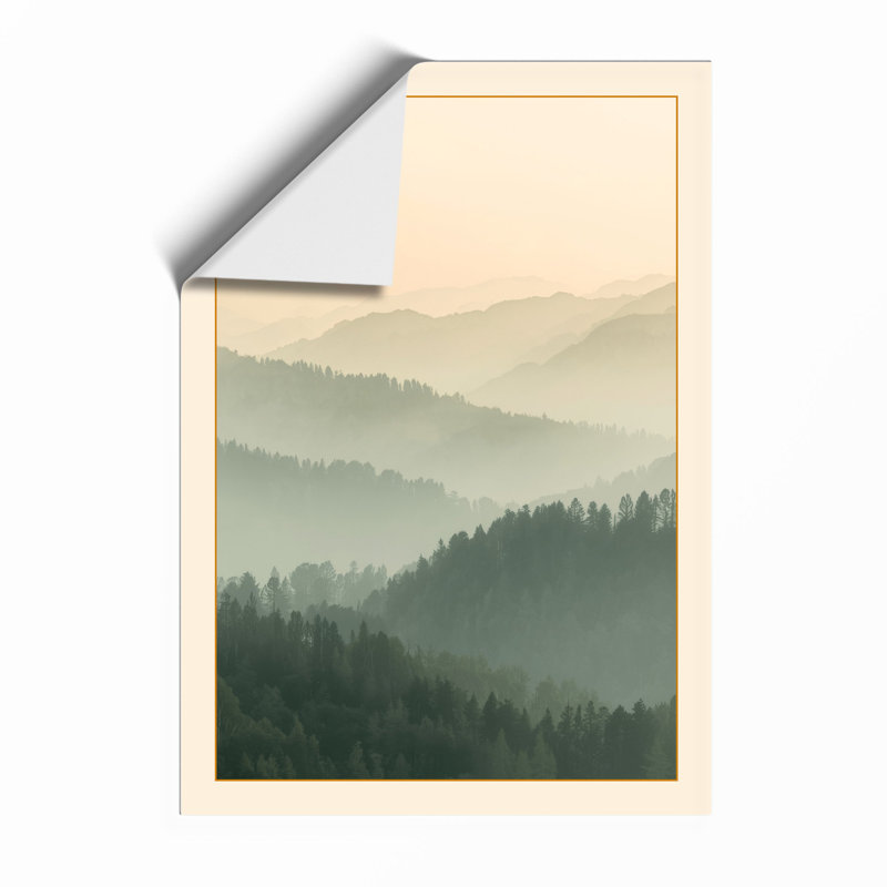 Mountains in Mist Scandinavian - Framed Print, A4 - 29.7 x 21.0 cm, Unframed