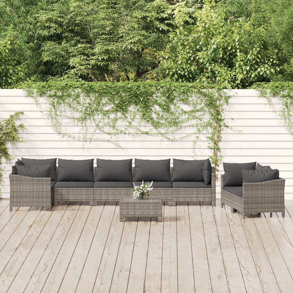 8-Sitzer Lounge-Set Lovis aus Rattan mit Polster