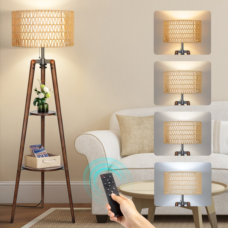 155cm Walnut Tripod Floor Lamp