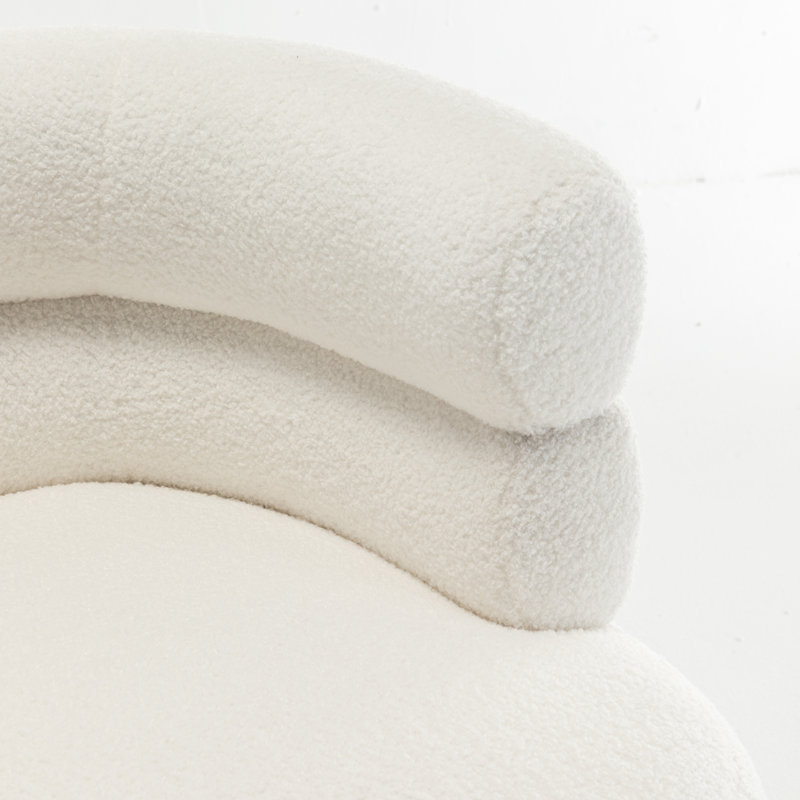 Causeuse rembourrée Demetrius, Tissu en peluche blanc