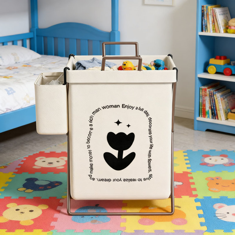 Panier à linge pliable avec support pour salle de bain de dortoir, panier à linge pliable en tissu de lin, organisateur de rangement portable