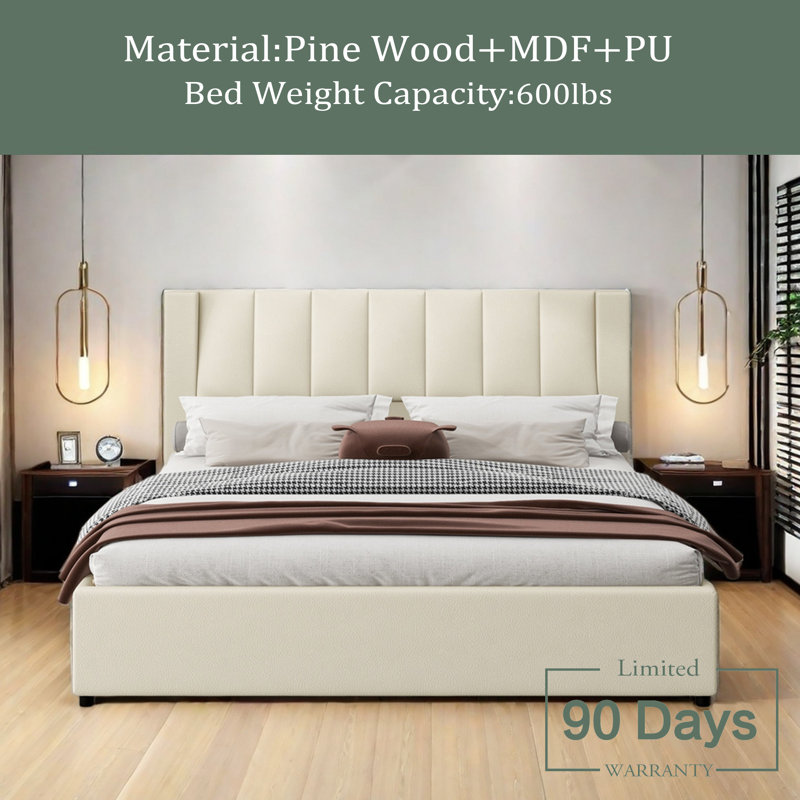 Upholstered Bed, Beige