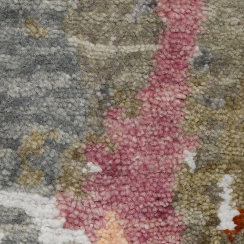Gray Abstract Hand-Knotted Wool Viscose Area Rug 8'x10'