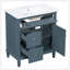 Meuble-lavabo 30 po avec lavabo, meuble-lavabo avec un tiroir rabattable et deux tiroirs, tablette réglable, bois massif et panneau de fibres à densité moyenne, bleu gris-129460154