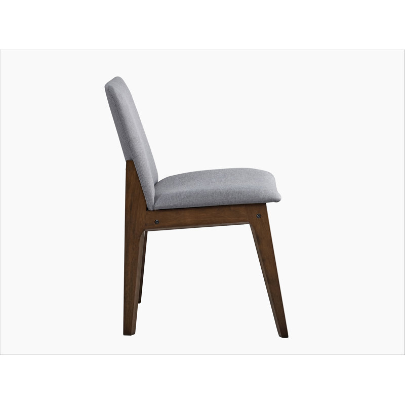 Ensemble de 2 chaises d'appoint Kaela en tissu gris clair et finition noyer