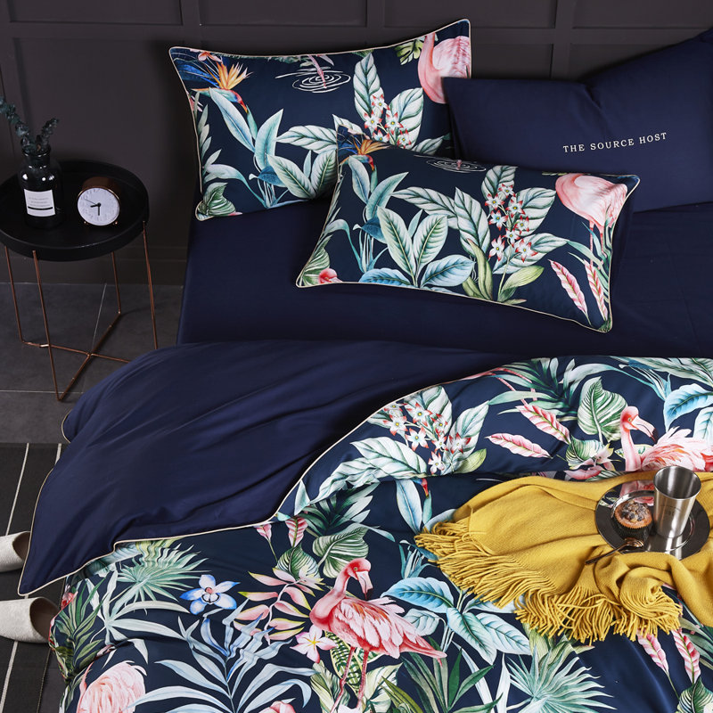 Ensemble d'édredon en microfibre à imprimé floral et feuille Vintage, Édredon très grand + 2 taies d'oreiller standard