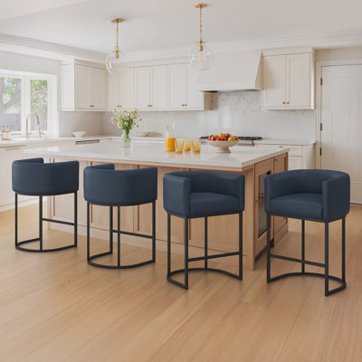 Modern Upholstered Counter Stool with Metal Frame