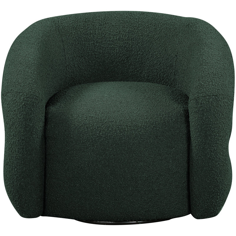 Roxbury Boucle Fabric Swivel Accent Chair, Green Boucle Fabric