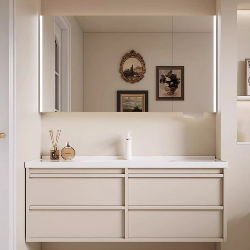French retro style bathroom cabinet, Off White