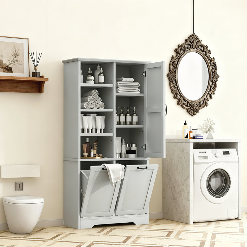 Bathroom Storage Cabinet With Doors, Gray