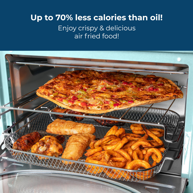 Nostalgia Large-Capacity 0.7-Cu. Ft. Capacity Multi-Functioning Retro Convection Toaster Oven, Fits 12 Slices of Bread and Two 12-Inch Pizzas, Built In Timer, Includes Baking Pan, Wire Racks and Crumb Tray