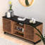 Meuble télé 63 po, pour téléviseur jusqu'à 70 po, sans assemblage, console en peuplier noir 63 po, compatible, assemblage et bois