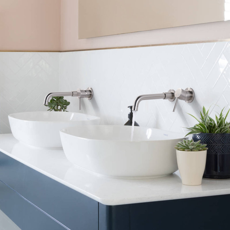 IVIGA Single Handle Wall Mounted Bathroom Faucet for Sink, Brushed Nickel