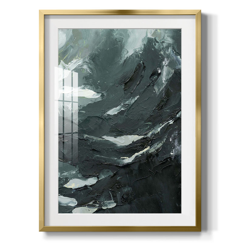 Perdus dans la mer II, Blanc, Toile avec cadre noyer