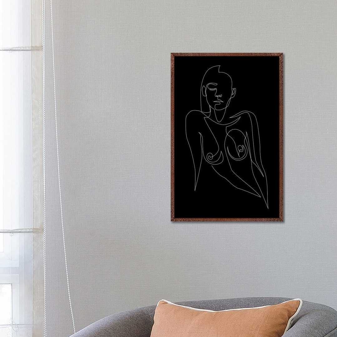 Nude Black - One Line von Addillum - Galerie-verpackte Leinwand Giclée auf Leinwand