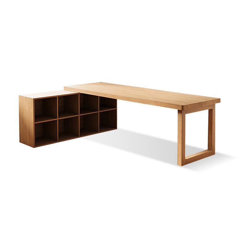 Bureau en bois massif en L Burlywood, H 29,53 po x l 70,87 po x P 55,12 po, Retour à gauche