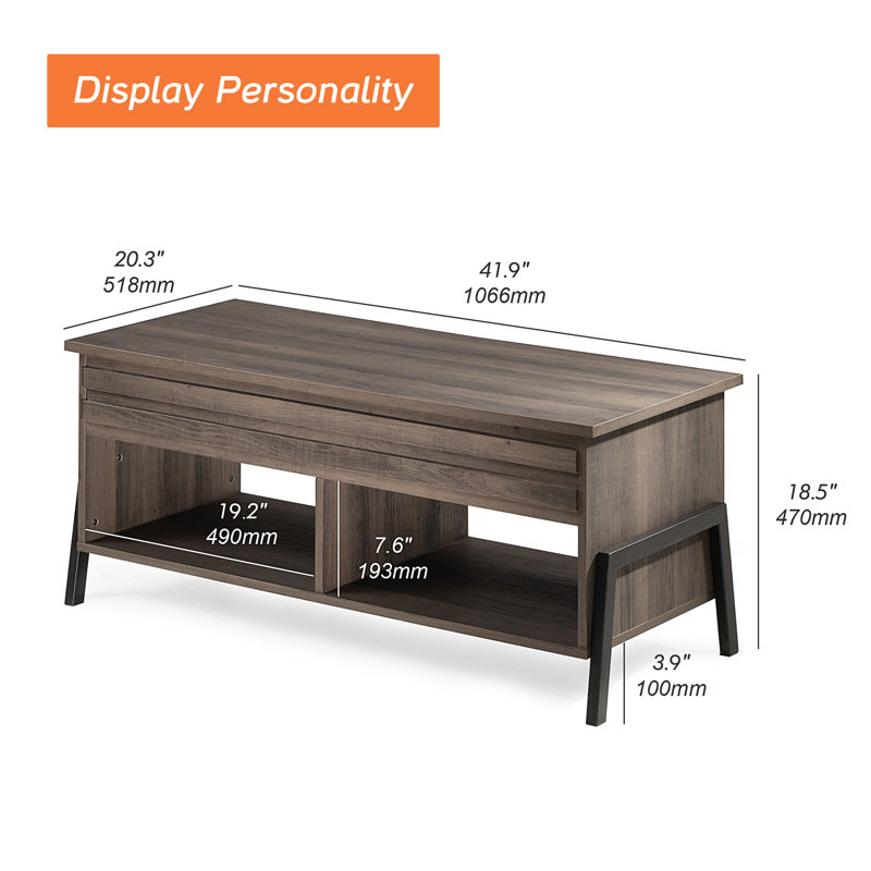 Table basse avec rangement à plateau relevable Clara