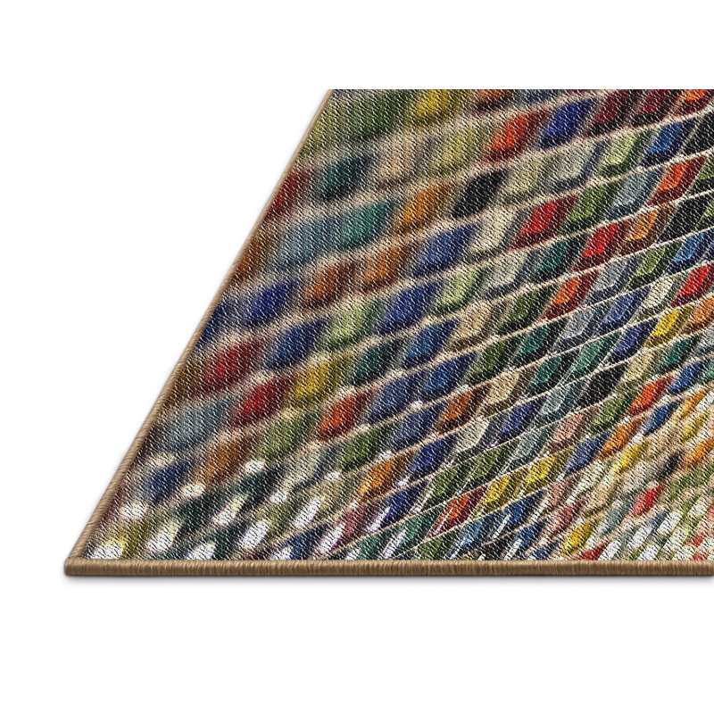 Tapis orange/bleu tissé à la machine, Rectangle 5 pi x 8 pi