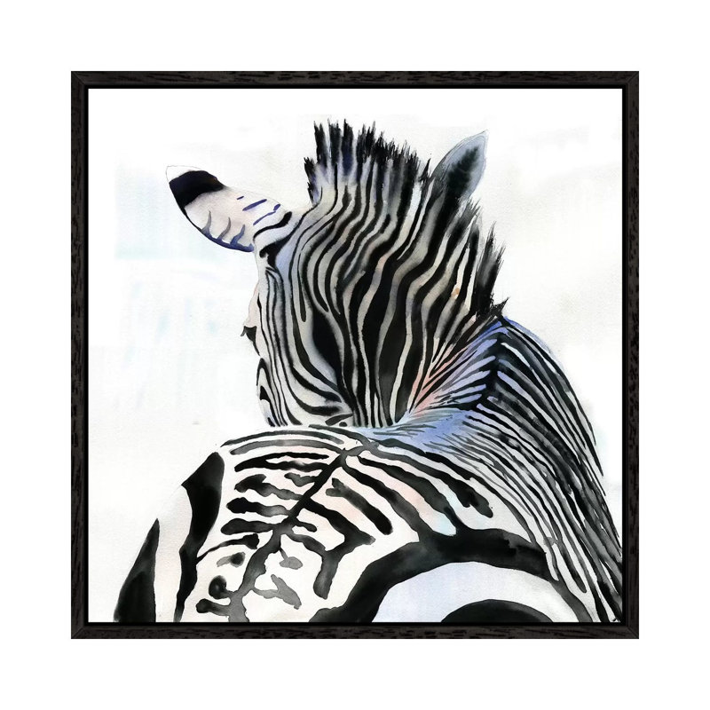 Zebra Contours by Rachel Parker - Painting on Canvas, Black Framed, 66.04 cm H x 66.04 cm W