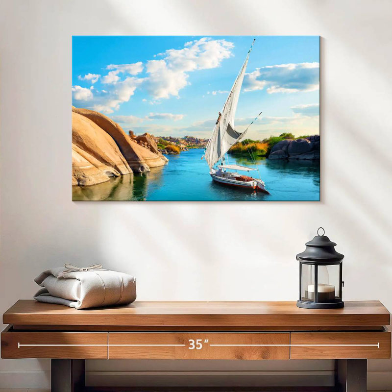 Meil River Nile Boat, H 16 po x l 24 po