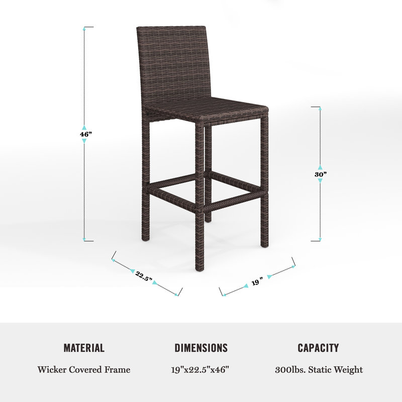 Martha Stewart Bedford Outdoor Rattan Wicker Bar Stools, Brown, Brown