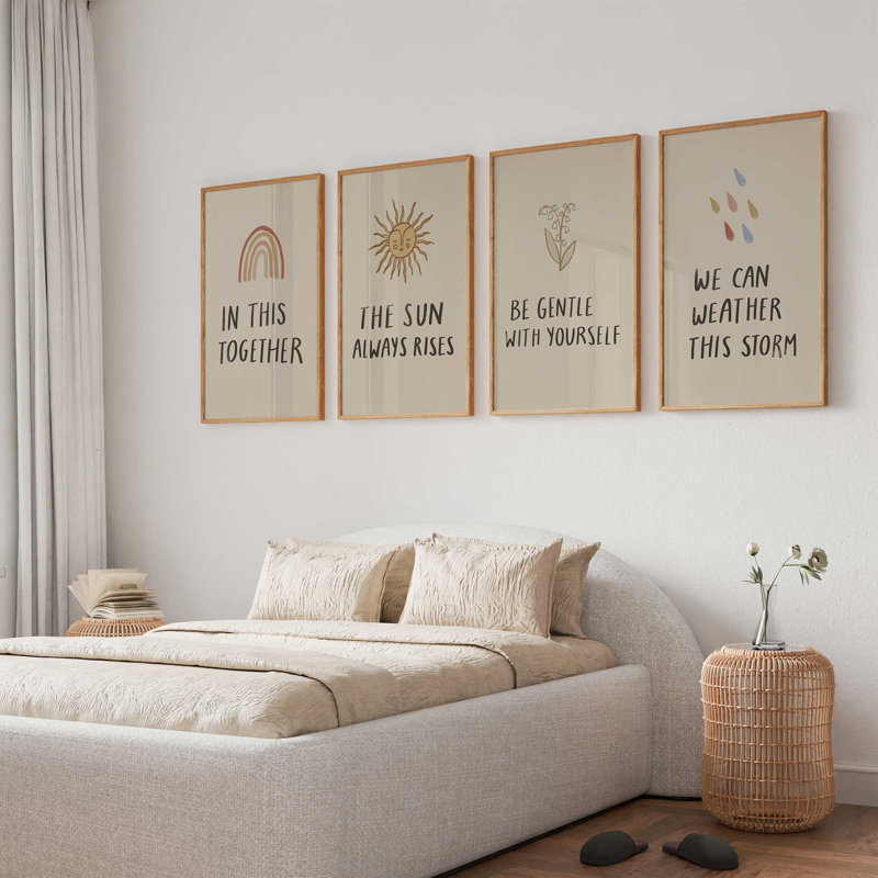 Doux rappels, ensemble de 4 impressions, 24 po x 18 po, Impression encadrée, Noyer