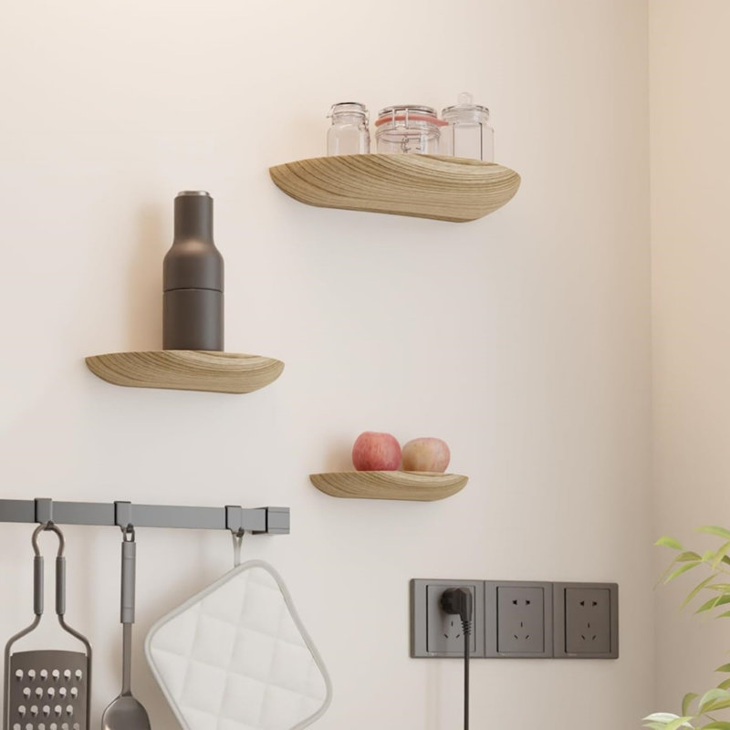 Tablettes murales flottantes en bois, Marron clair