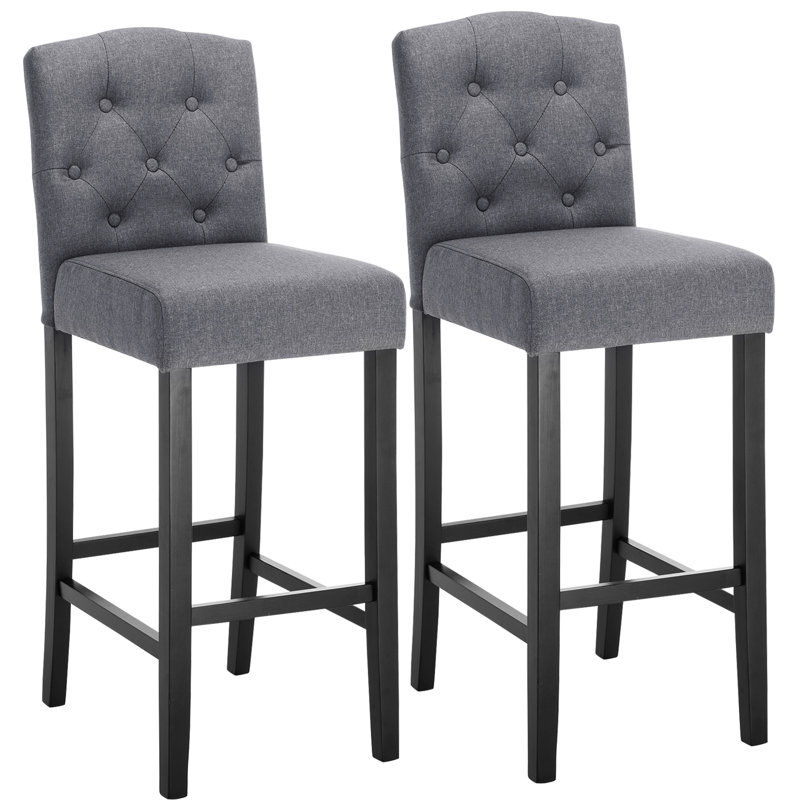 Brooten Upholstered Counter Stool, Dark Grey