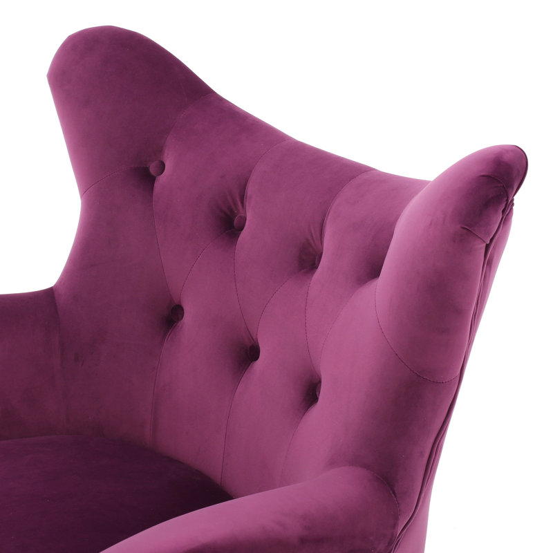 Chaise rembourrée en velours fuchsia de style Mid-Century confortable et confortable