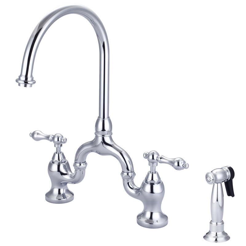 Barclay Banner Kitchen Faucet with Side Spray and Soap Dispenser, Polished Chrome