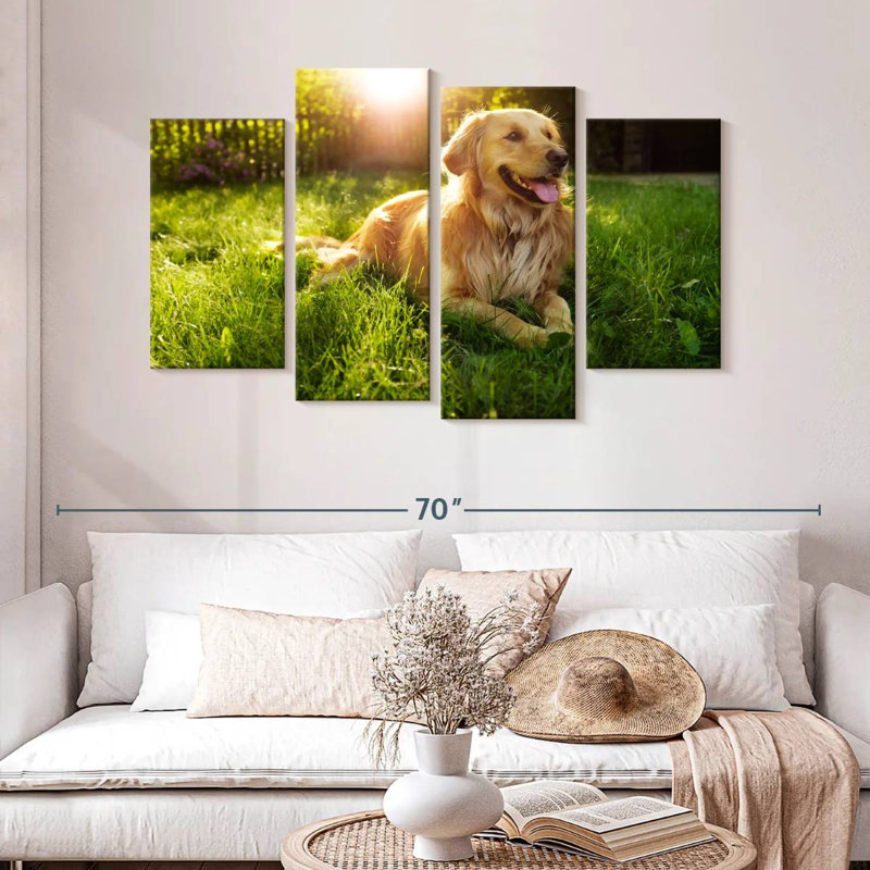 Sunny Golden Retriever, H 32 po x l 52 po