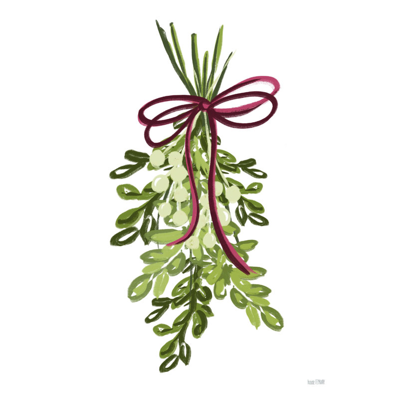 Painterly Mistletoe - reproduction d'art sur toile tendue, H 16 po x l 12 po