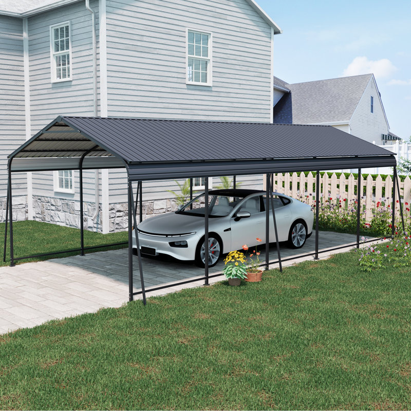13x26.5 Metal Heavy Duty Carport Outdoor Canopy Large Garage with Galvanized Steel Roof and Frame for Driveway Car,Truck