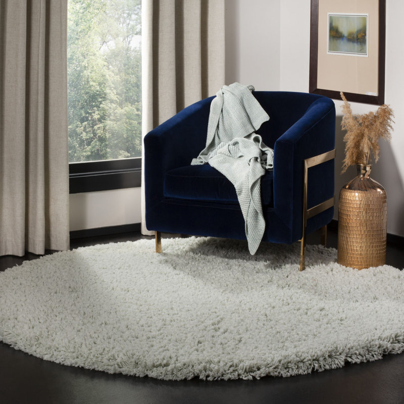 Coltson Shag Hand Tufted Performance Solid Color Rug, Round 4'