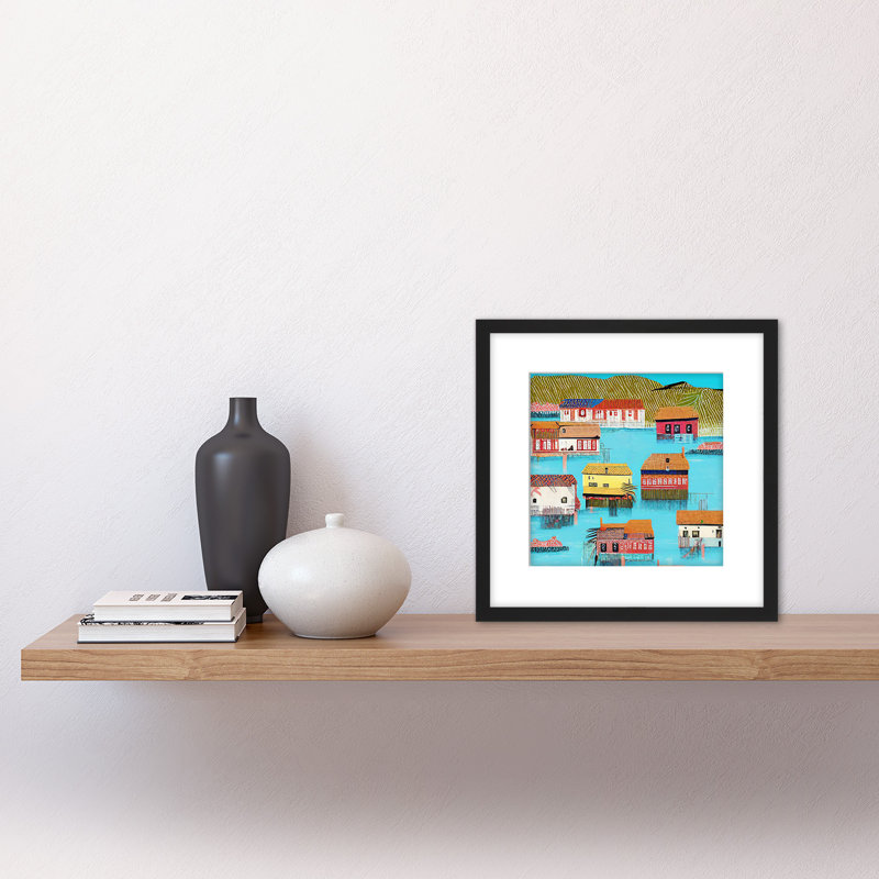 Polynesian Fishing Village Houses Folk Art - Single Picture Frame Print
