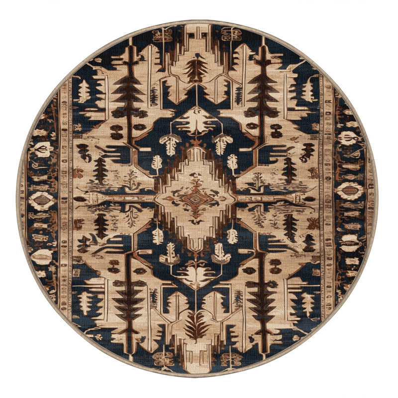Tapis brun lavable à la machine, Rond 5 pi